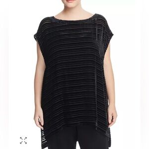 Eileen Fisher Velvet Burnout Stripe Tunic Black Size‎ M